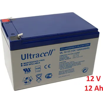 Záložní, staniční baterie VRLA-AGM 12 Ah , 12 V , kontakty F1 , Ultracell (Ultracell)