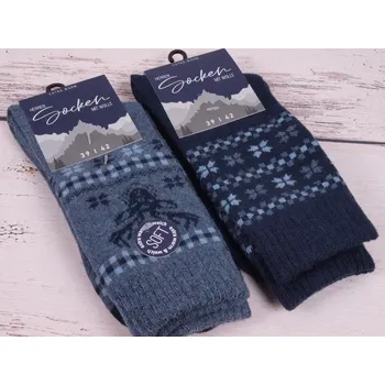 Pánské ponožky CNB BERLIN SADA 2 PÁRŮ Termo ponožky DE 21456 teplé s vlnou modré a tm. modré velikosti ponožek: 26-28 (EUR vel. 39-42)