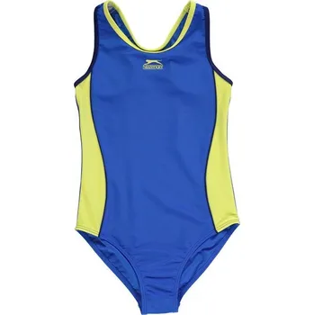 Chlapecké plavky dětské plavky SLAZENGER - BLUE/LEMON - 158 13 let (Slazenger Basic Swiming Suit Junior Girls)