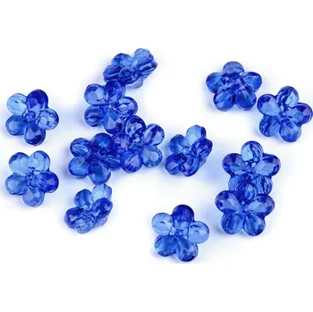 Knoflík Plastové knoflíky / korálky květ Ø12 mm, malé, 6 modrá královská