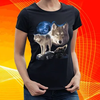 Dámské tričko dámské tričko s vlky Lahvově zelená XS