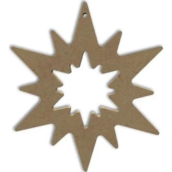 Vánoční dekorace Dřevěný výřez k dekoraci Gomille závěsný, 15 cm – zářící hvězda obrys