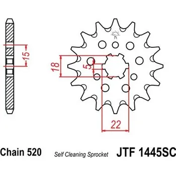 Řetězová sada pro motocykl Řetězové kolečko JT JTF 1445-12SC 12 zubů, 520 Samočistící, Nízká hmotnost