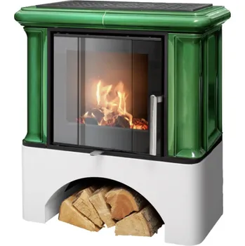 Krbová kamna ABX, spol. s.r.o. ABX Ikaria exklusive černý korpus, opláštění kachle zelená 6 kW