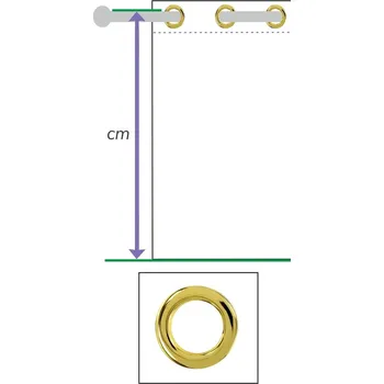 Garnýž Zlatá barva kroužků, Kroužkování závěsu, (přidejte 23 cm látky)