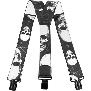 Kšandy Pánské šle široké s lebkami (Šle pro muže motorkáře)