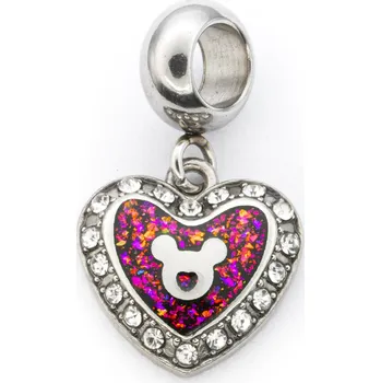 Přívěsek BRUNOshop.cz Visací přívěsek SRDCE MICKEY s kamínky RŮŽOVÝ