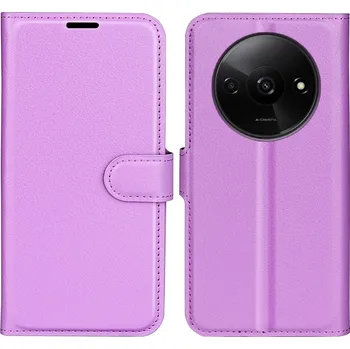 Pouzdro na mobilní telefon Litchi knížkové pouzdro na Xiaomi Redmi A3 - fialové