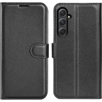 Pouzdro na mobilní telefon Litchi knížkové pouzdro na Samsung Galaxy A55 5G - černé