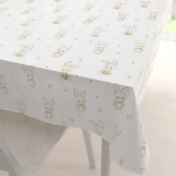 ubrus Dětský bavlněný obdélníkový ubrus Sandra SA-401 Zajíčci na bílém 60x100 cm