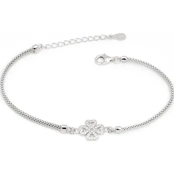 Šperk Dámský stříbrný náramek se čtyřlístkem STNA0749F 17 až 20 cm