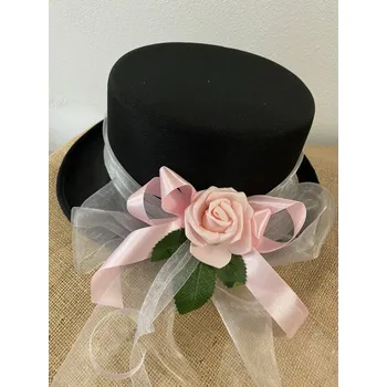 Svatební dekorace Cylindr na auto s růží světle růžová