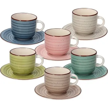 Tognana URBAN PASTEL Sada šálků na čaj s podšálky 6 ks vícebarevné 220 ml