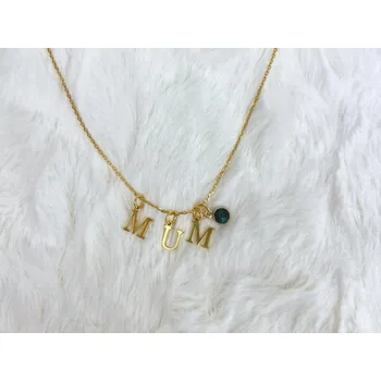 Náhrdelník Pozlacený personalizovaný náhrdelník s písmeny a kamenem měsíce narození Délka řetízku: 40 cm, Typ řetízku: Cable ( jednoduchý ), Měsíc narození: Září - Safír (temně modrý) Ag 925/1000