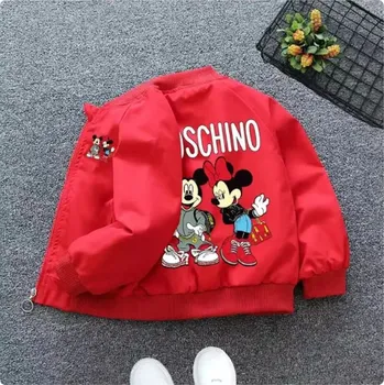 Mickey a Minnie Dětská jarní/podzimní bunda - větrovka s motivem Mickey Mouse Barva: Červená, Velikost: 120/5 let