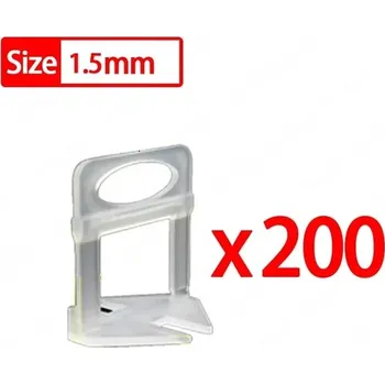 Nivelační spony a popruhy pro pokládání keramických dlaždic, až 1000ks | oddělovače dlaždic - 1,5 mm (200 ks)