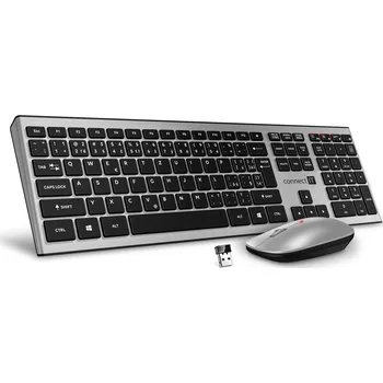Klávesnice Connect it Set klávesnice + myš Combo bezdrátová stříbrná (+1x AAA +1x AA baterie zdarma), CZ + SK layout