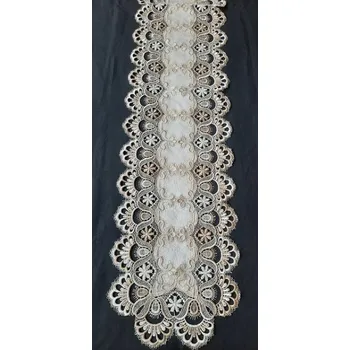 UBRUS krajka štola 160 x 30 bílo-světlonce béžová