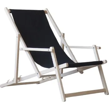 Zahradní lehátko Dřevěné zahradní lehátko s opěrkami - černé