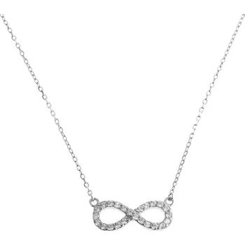 Náhrdelník Argento 90967 Stříbrný náhrdelník - nekonečno, čiré kulaté zirkony, délka 43 až 46 cm