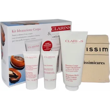 Masážní přístroj Clarins CLARINS SET (TĚLOVÉ MLÉKO 200ML + PELUHOVÝ TĚLOVÝ SCRUB 30ML + ZPEVŇUJÍCÍ TĚLO 30ML)