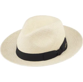 Klobouk Fiebig - Headwear since 1903 Letní ekvádorská panama Fedora - ručně pletený klobouk Natur Velikost: 59 cm (L)