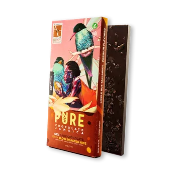 Čokoláda PURE 68% hořká čokoláda SLOW ROASTED NIBS s praženými boby 60 g