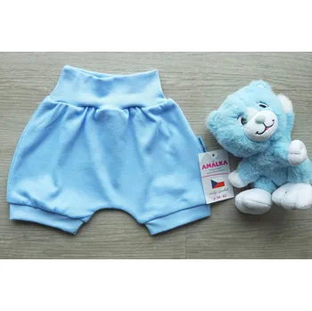 AMÁLKA Bavlněné kraťasy s náplety, modré Velikost: 80-86