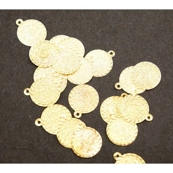 Vánoční ozdoba Kovová oděvní ozdoba - orientální penízek 1,4 cm - zlatá