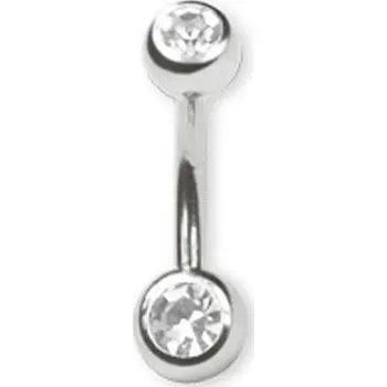 Piercing Ocelový piercing banánek s krystaly mix barev 1,6 x 10mm :: Bílá 1,6 x 10mm