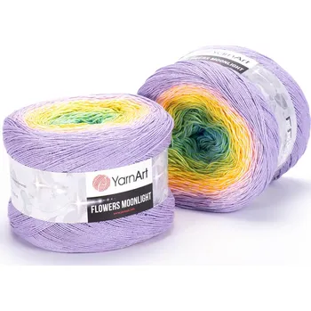 Galanterie Yarn Art Příze Flowers Moonlight 3285 mentol, zelená, žlutá, fialková