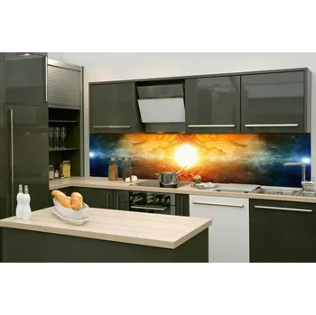 Tapeta DIMEX | Fototapeta do kuchyně Záhadný vesmír KI-260-228 | 260 x 60 cm | modrá, oranžová + Samolepicí fototapeta za kuchyňskou linku DIMEX Záhadný vesmír v šíři 260 cm