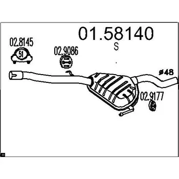 Tlumič výfuku Střední tlumič výfuku MTS 01.58140