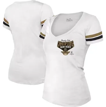 Dámské tričko Fanatics Dámské tričko Vegas Golden Knights NHL 2023 Stanley Cup Champions Striped V-Neck Velikost: S