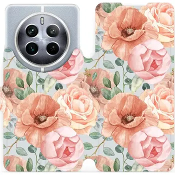 Pouzdro na mobilní telefon Flipové pouzdro Mobiwear - Realme 12 Pro Plus 5G - MP02S Pastelové květy (Knížkové flip pouzdro, obal, kryt na mobil Realme 12 Pro Plus 5G - MP02S Pastelové květy, materiál Umělá kůže + TPU - ochrana 360°, stojánek, silikonová vanička, magnetické zavírání