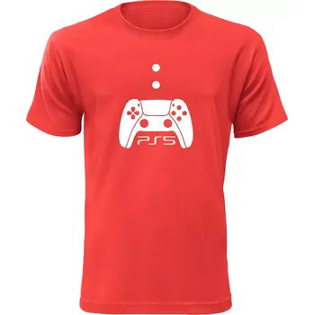 Herní konzole Pánské a dětské herní tričko PS5 červené