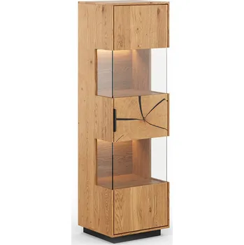 Knihovna Stojící dubová vitrína Tirano, plát dřeva - suk, rozměr 147x43x39cm