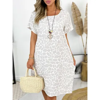 Dámské šaty Fashionweek Dámské šaty ze vzdušné viskózy s přívěskem IT-ASENA Barva: Béžový, Velikost: Universal