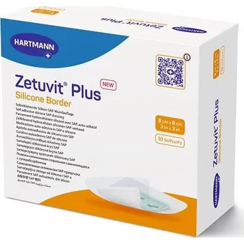 Krytí na ránu ZETUVIT PLUS SILICONE BORDER 8x8cm silikonové krytí 10ks