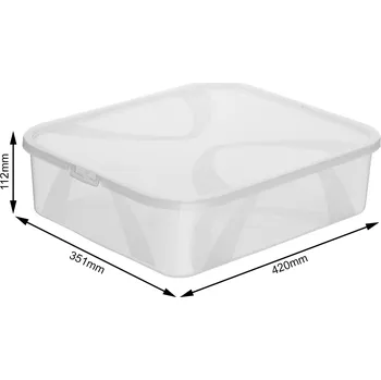 Úložný box Úložný box, transparentní krabice s víkem, Rotho LONA, 42x35x11 (12l)