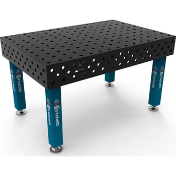 Dílenský stůl Svařovací stůl GPPH PRO 1500x1000 mm, ocelová pracovní deska tl. 15 mm, otvory pr. 28 mm v rastru 100x100 mm
