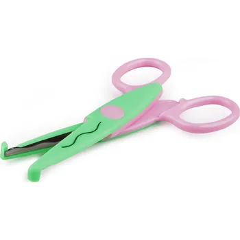 Nůžky dětské s kreativní vlnovkou a vroubky délka 13 cm, barva 5 zelená sv.