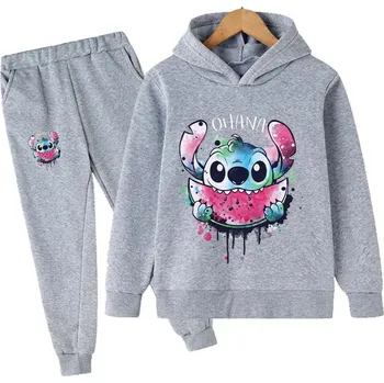 Lilo & Stitch Dětská tepláková souprava s potiskem na motivy oblíbeného seriálu " Lilo & Stitch" - šedá Barva: C, Velikost: 160