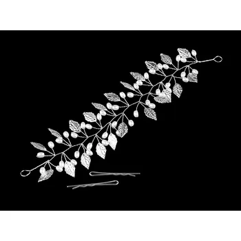 Čelenka Perlová ozdoba / čelenka do vlasů, barva 3 bílá list