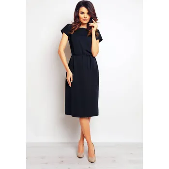 Dámské šaty Šaty s krátkým rukávem M085 Barva: Tmavě Modrá, Velikost: S