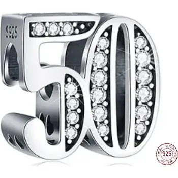 Přívěsek Charm Sterlingové stříbro 925 50 výročí, korálek na náramek