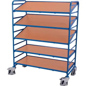 Plošinový vozík VARIOfit regálový vozík na Euro přepravky, 5 polic s MDF deskou, ložná plocha 1240x610 mm