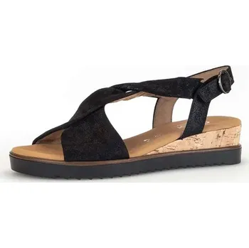Dámské sandále Černé sandálky na nižším korkovém klínu 42.751.97 44