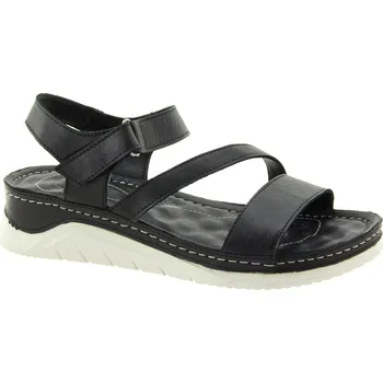 Dámské sandále YO Dámské kožené černé sandály YO-022-05-6102-BLACK-255 Velikost 39