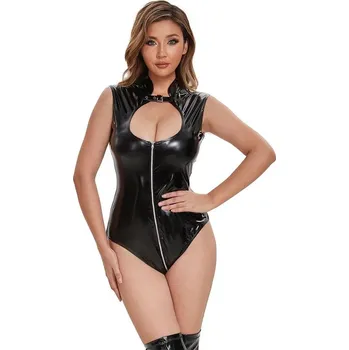 Dámské erotické body Latexové body na zip Barva: Černá, Velikost: XL